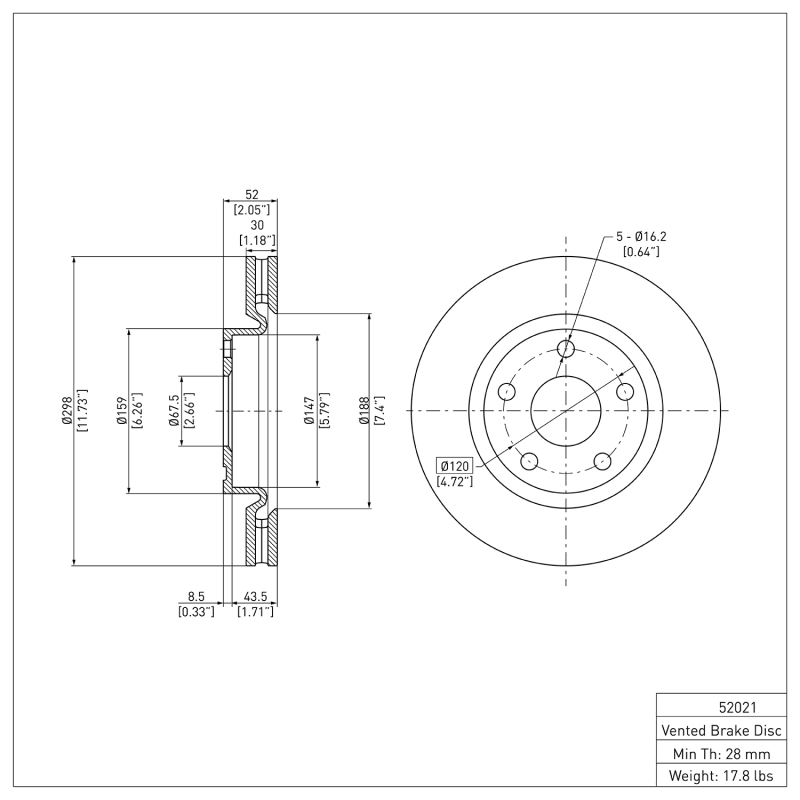 Pontiac G8 Brake Rotor (1) - Front - R1 Concepts - Plain - `08-`09